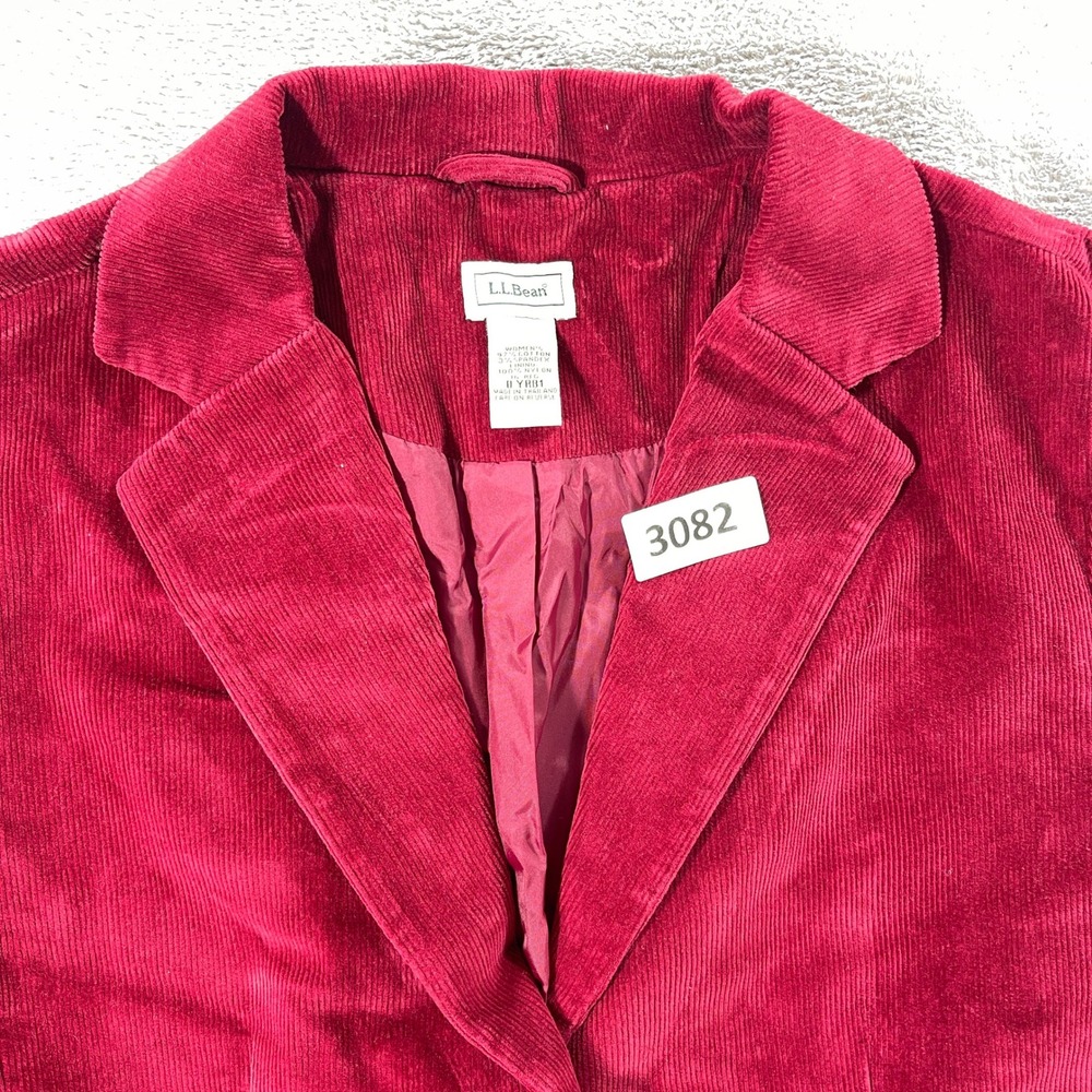 LL Bean Blazer Women 16 Red Corduroy Button Front‎ Jacket 0YRB1